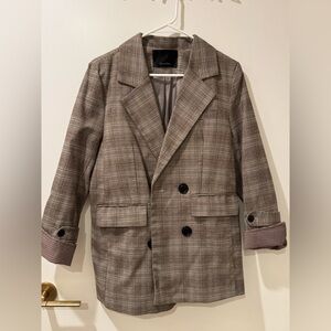 Plaid Double-Breasted Blazer